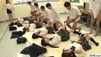 Future Japan mandatory sex in school featuring many virgin schoolgirls having missionary sex with classmates to help raise the population in HD with English subtitles