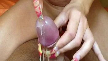 Disgusting bitch sticks her Nails in a dick and cums