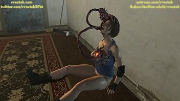 Jill Valentine getting throat fucked by Parasite Monsters 3D Animation