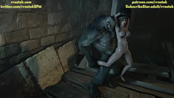 Jill fucked hard and belly bulged by the huge cock of a Monster 3D Animation