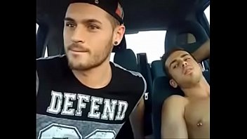 Cute guys sucking and kissing in the car