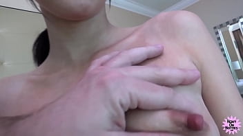 Join Cel as he discovers tiny titties with big nips just made for sucking... This brunette cutie performs well when it comes to sucking cock on her knees...