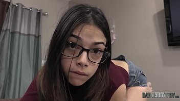 Daddy fucks nerdy daughter