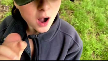 Outdoor amateur sucking and cum swallowing. KleoModel