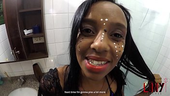 Beautiful ebony brazilian girl pisses and teases
