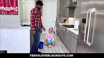 Young Tiny Petite Blonde Teen Housekeeper Sex With Black Client