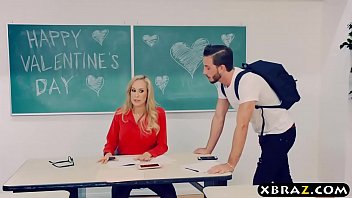 Mature teacher Brandi Love gets with a young student