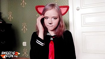 Young Cosplay Girl Play Pussy Vibrator in the Morning