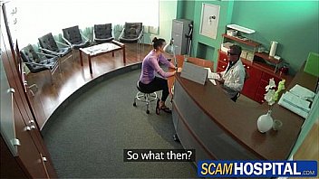 Hot brunette chick gets nailed in the examining table by the pervy doctor